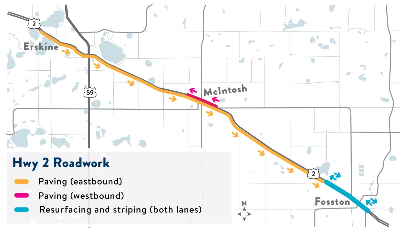 Highway 2 Fosston to Erskine project map Highway 2 Fosston to Erskine project map