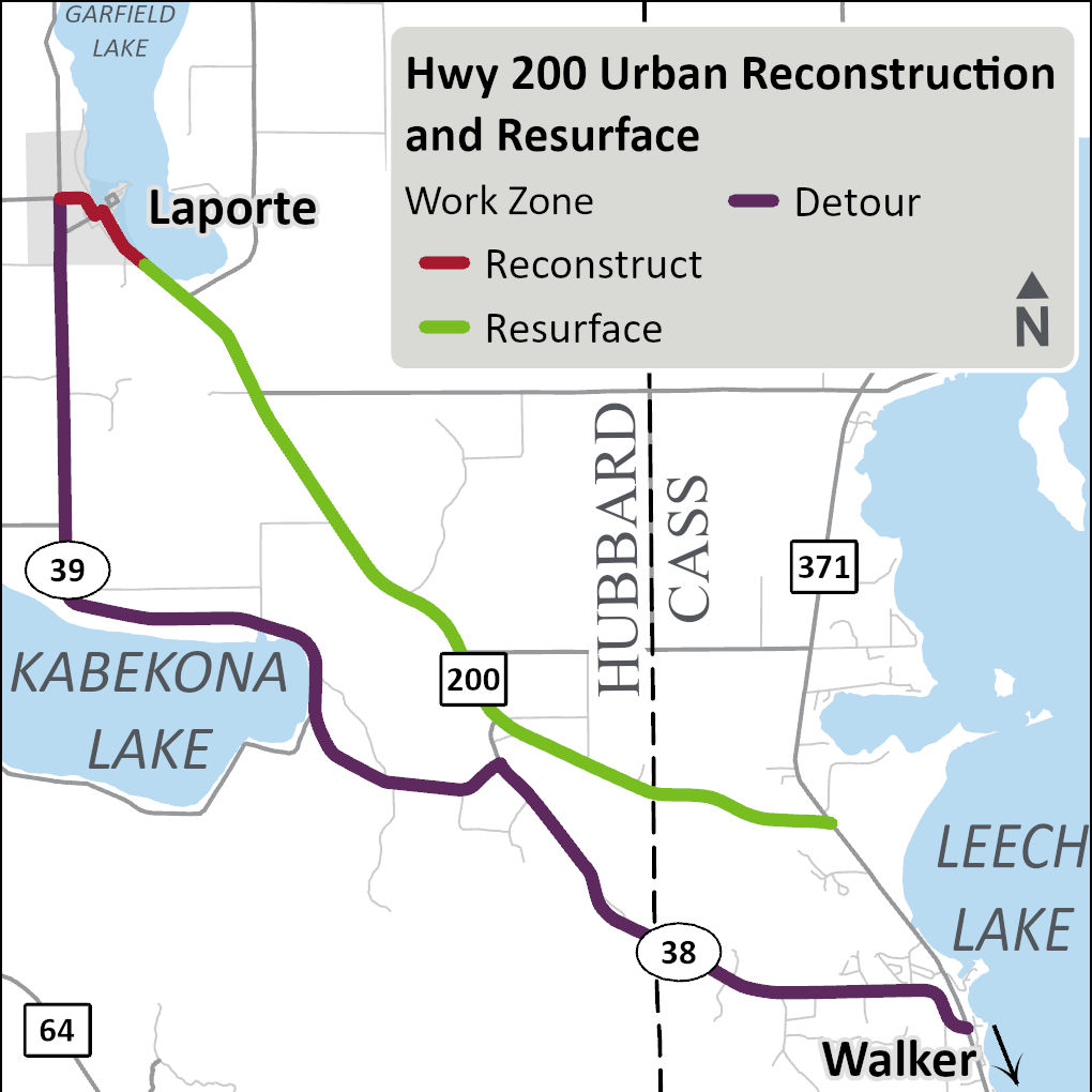 District Overview Map of MnDOT District 2, covering hwy200 Urban Reconstruction and Resurface