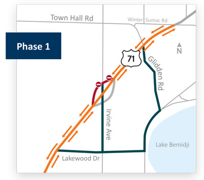 graphic of three-lane section