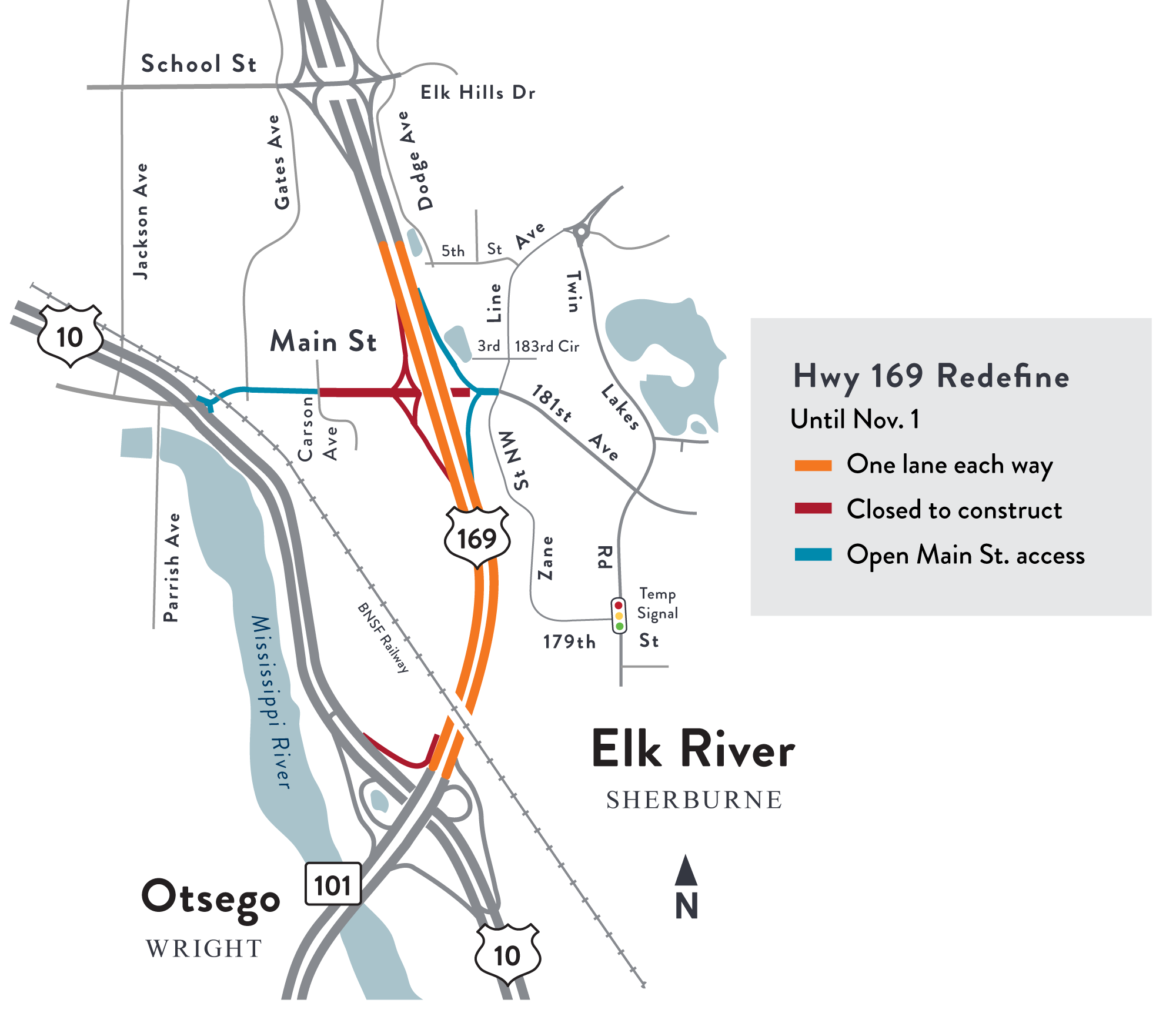 Hwy 169 work zone map Hwy 169 work zone map