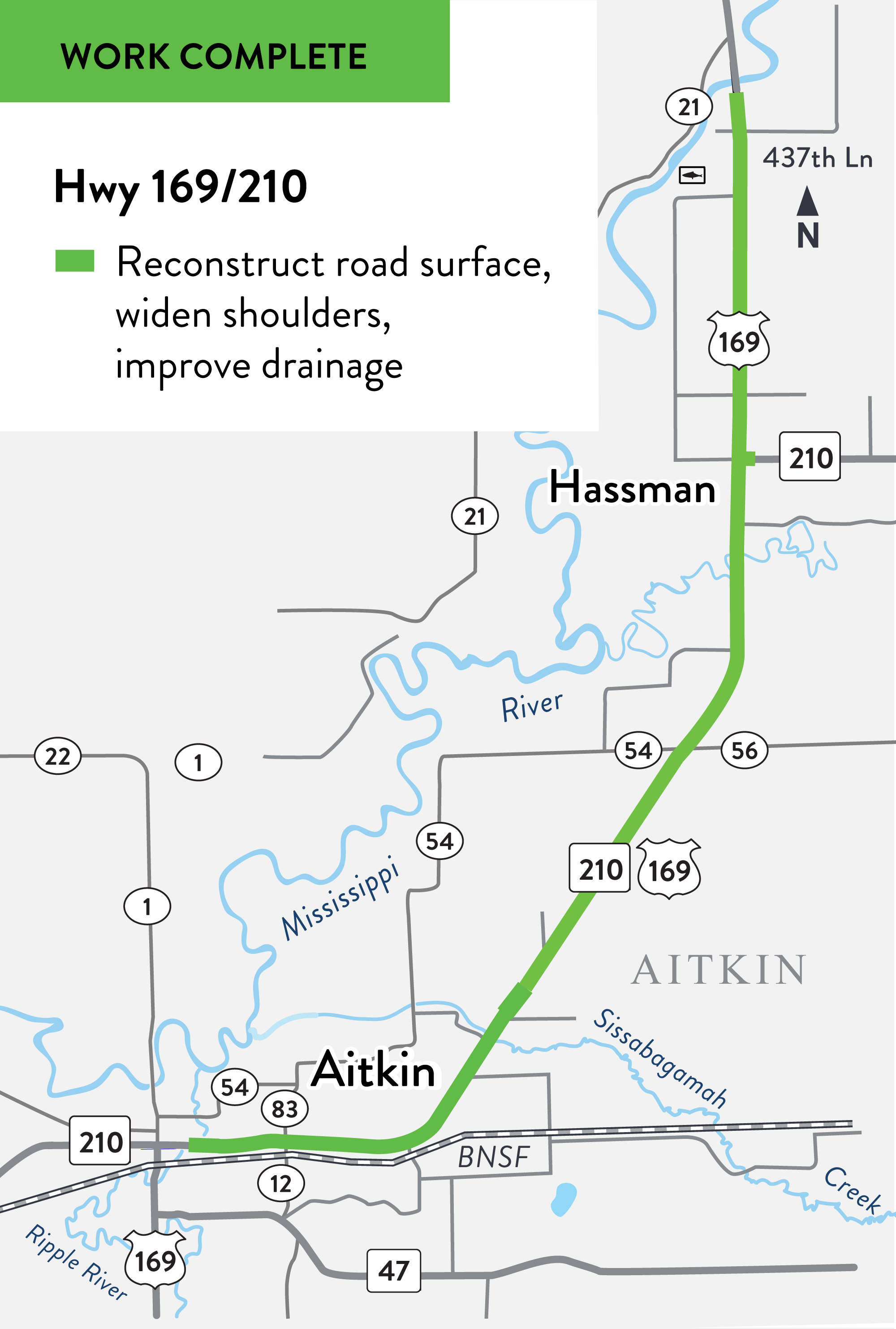 Project location map Hwy 169/210 Aitkin to north of Hassman Project location map