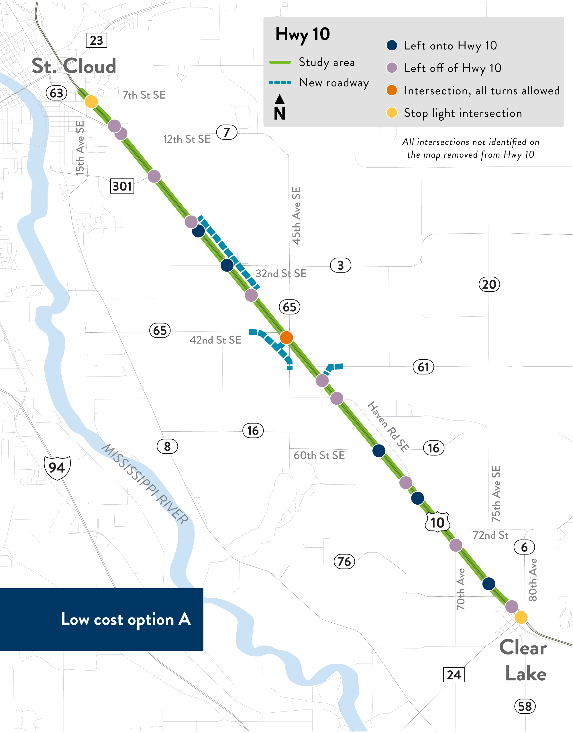 Low cost option A map Low cost option A map