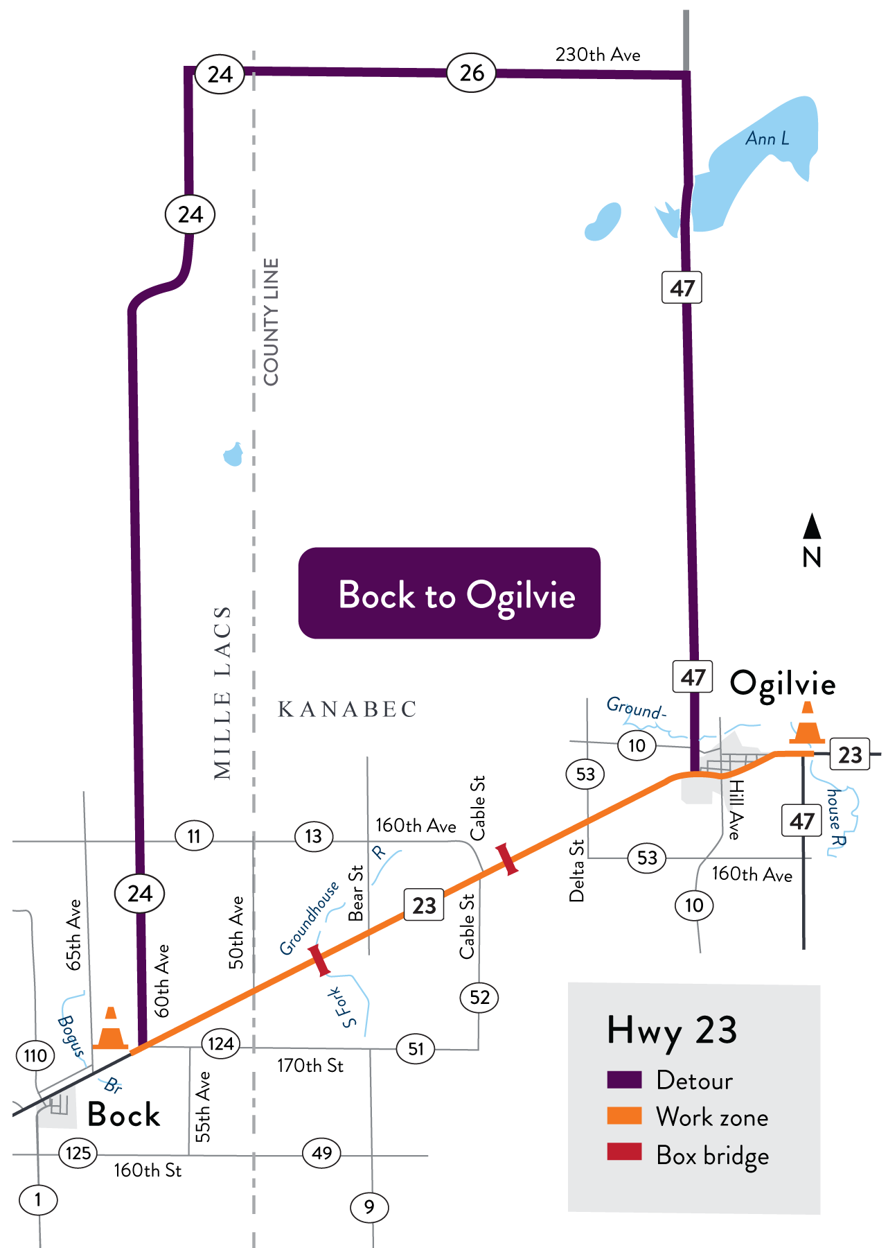 highway 23 current work zone map