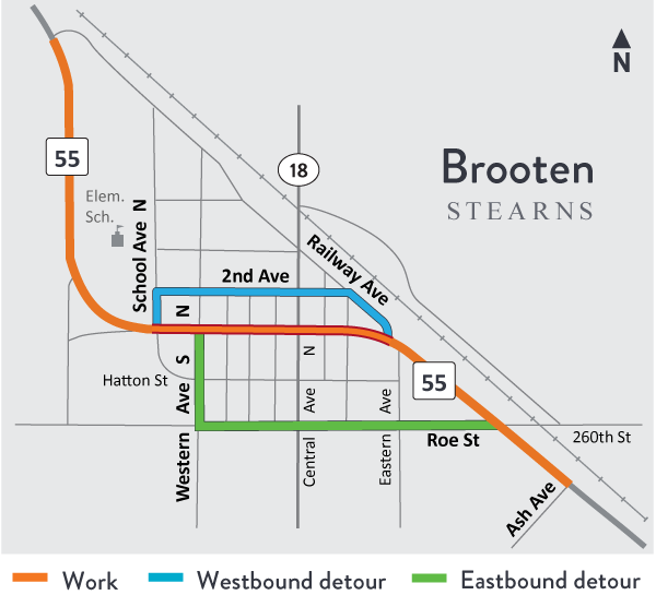Project location map: Hwy 55 Brooten, Belgrade in Stearns County Project map