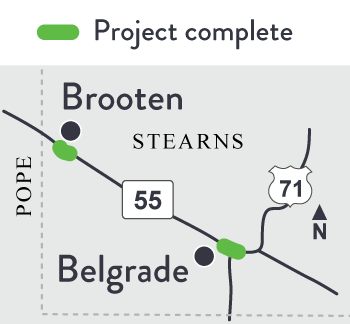 Project location map: Hwy 55 Brooten, Belgrade in Stearns County Project map