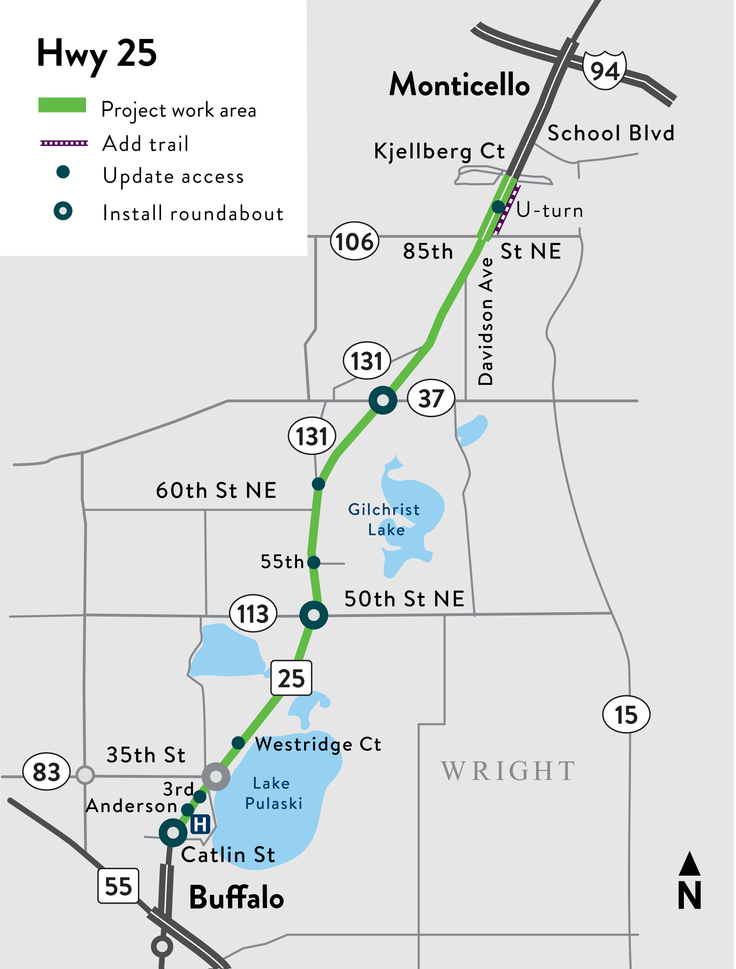 Hwy 25 Buffalo to Monticello project location map Hwy 25 project location map Buffalo to Monticello