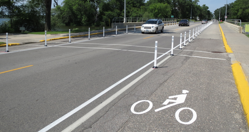 Photo of temporary bike lane over the bridge Photo of temporary bike lane over the bridge