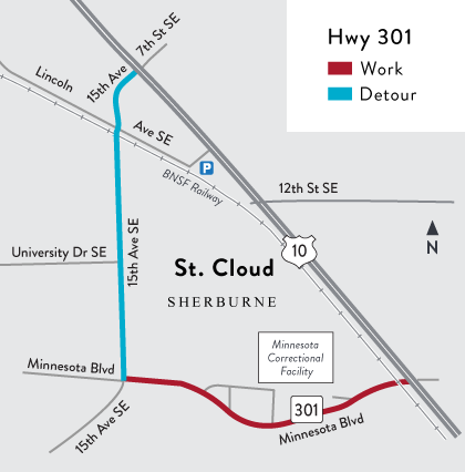 Hwy 301 project map, detour