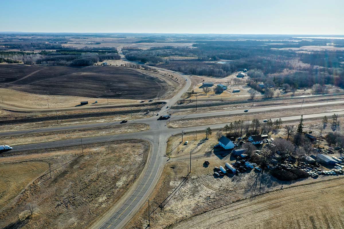 Aerial view before construction View of the intersection before construction