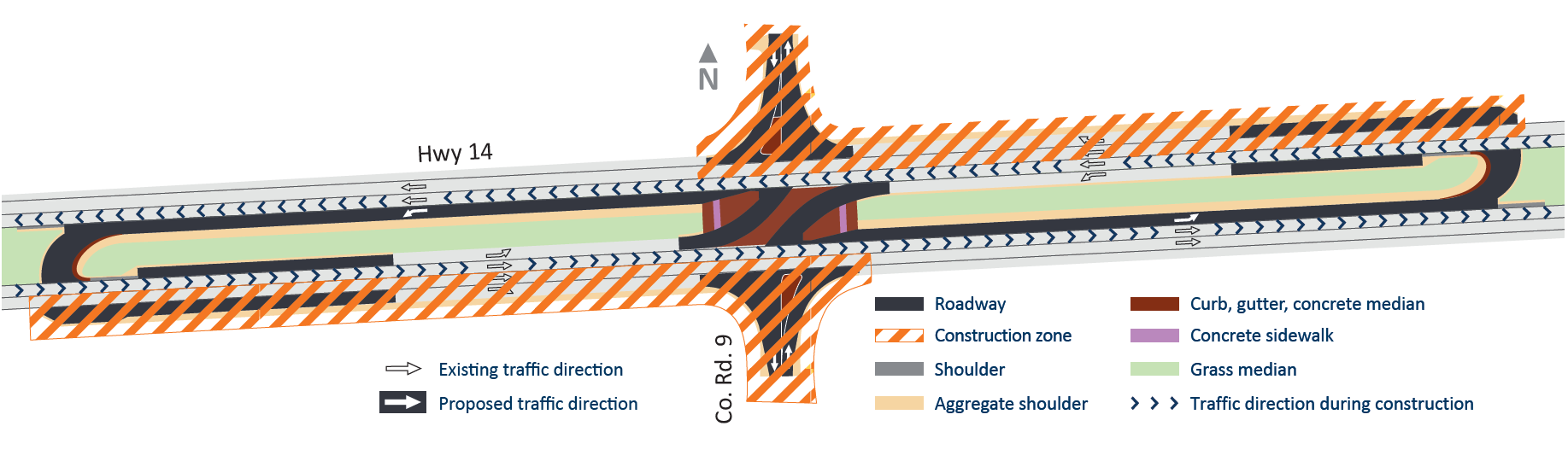 Stage 1 construction will take place in the right lanes and shoulders while traffic is open in the left lanes.
