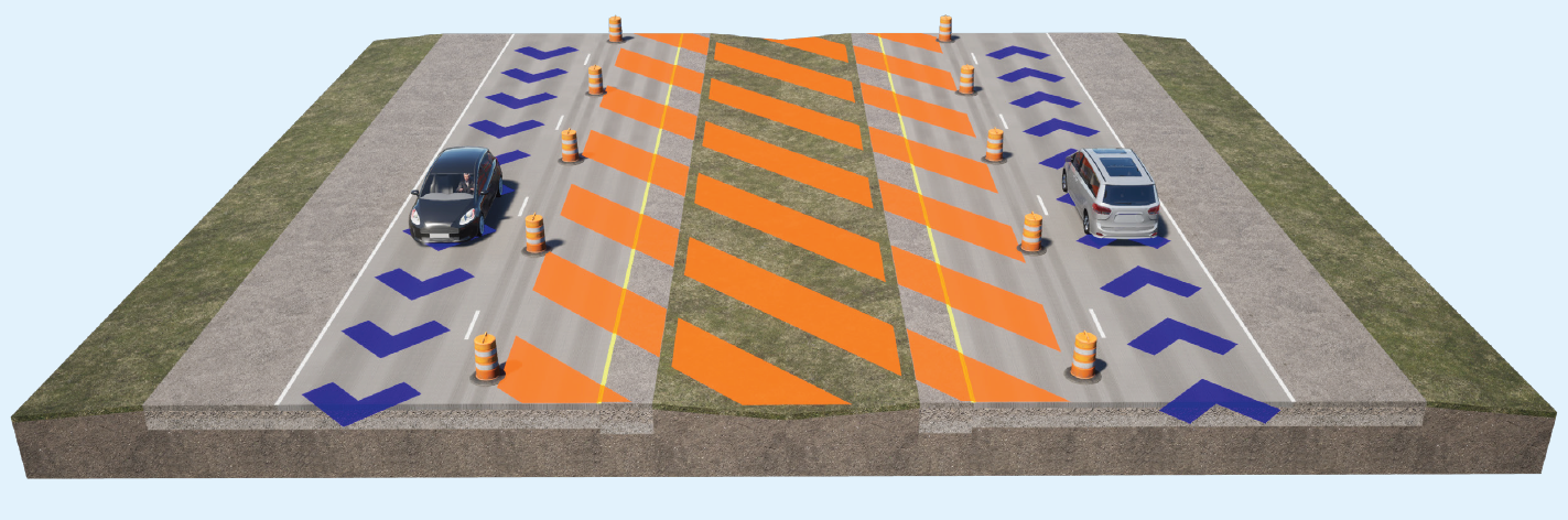 Stage 1 construction will take place in the left lanes and median while the right lanes will remain open to traffic.
