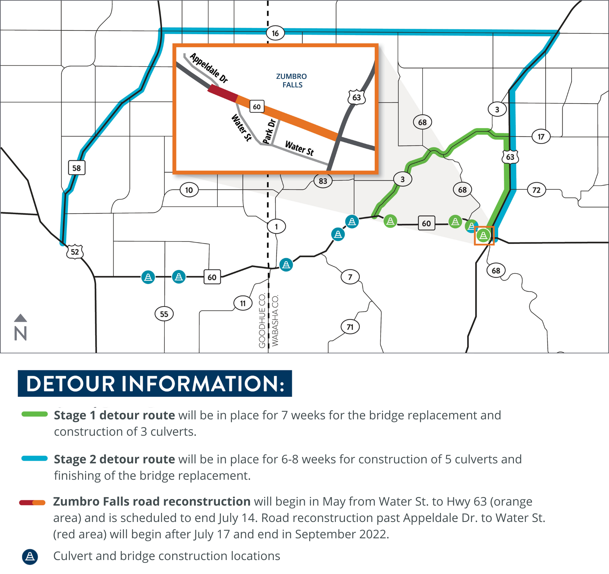 Map of Hwy 60 construction project location