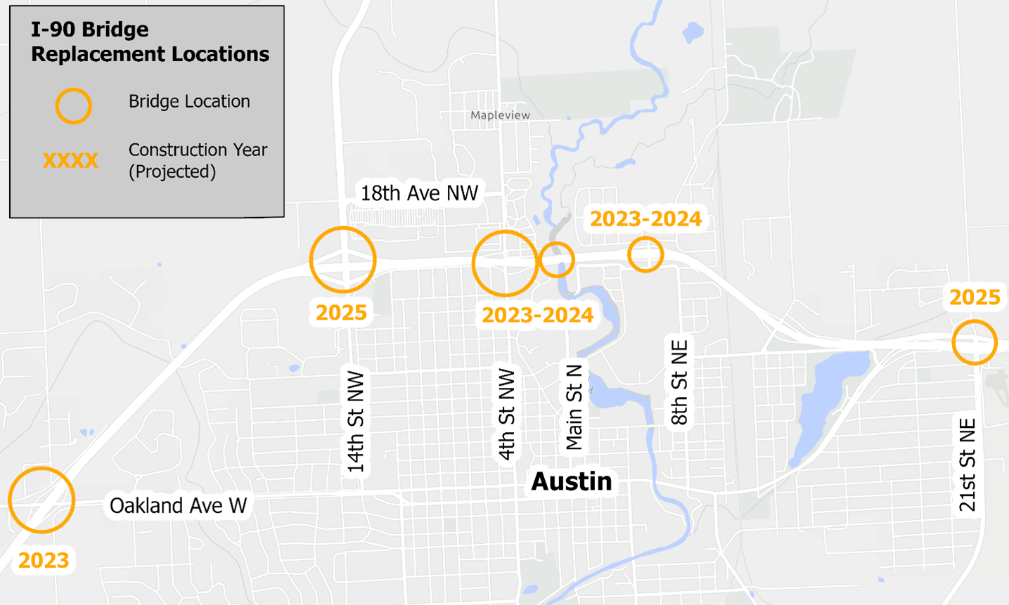 I-90 bridge reconstruction project map