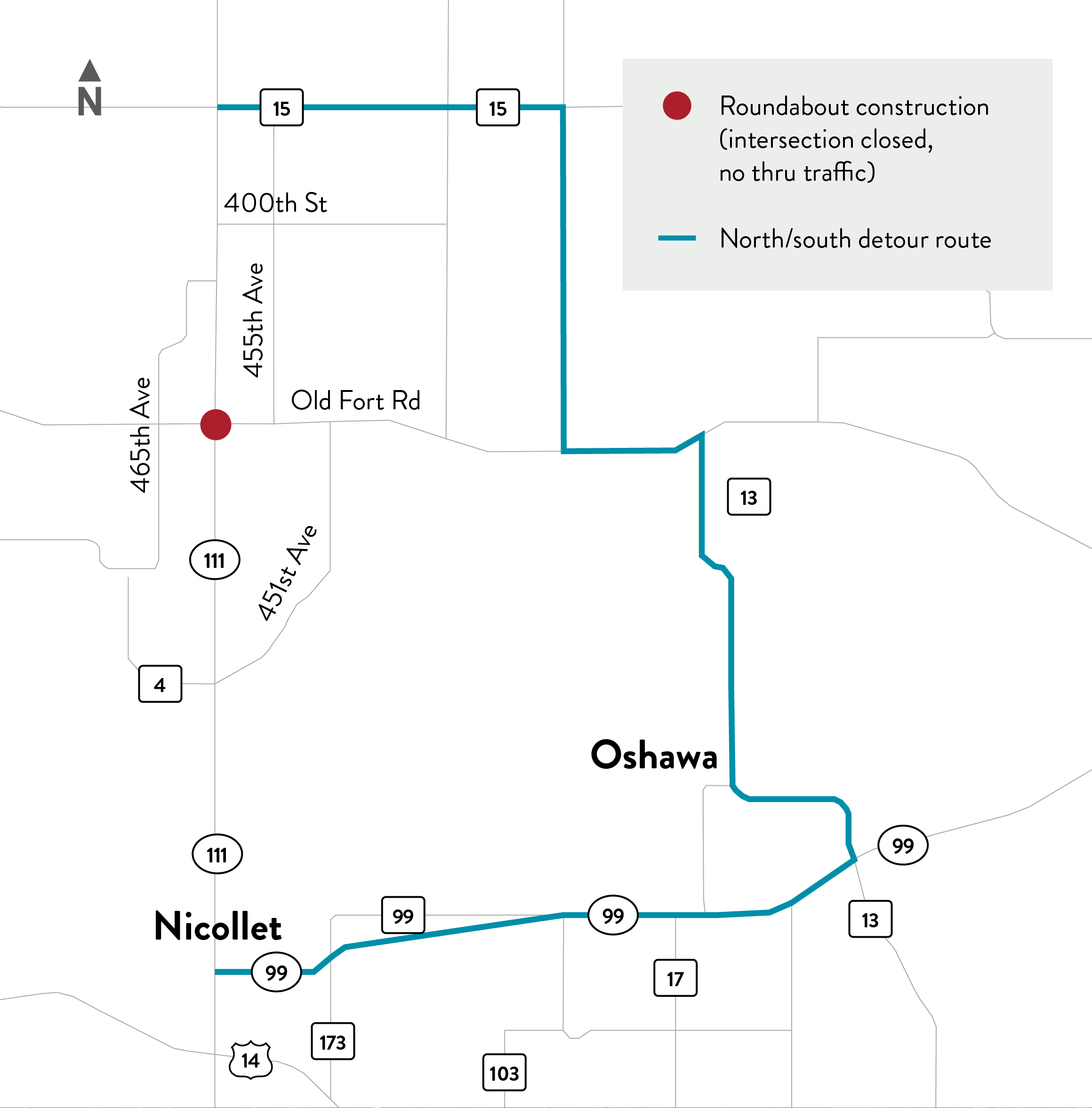 Highway 99 Le Center project location map