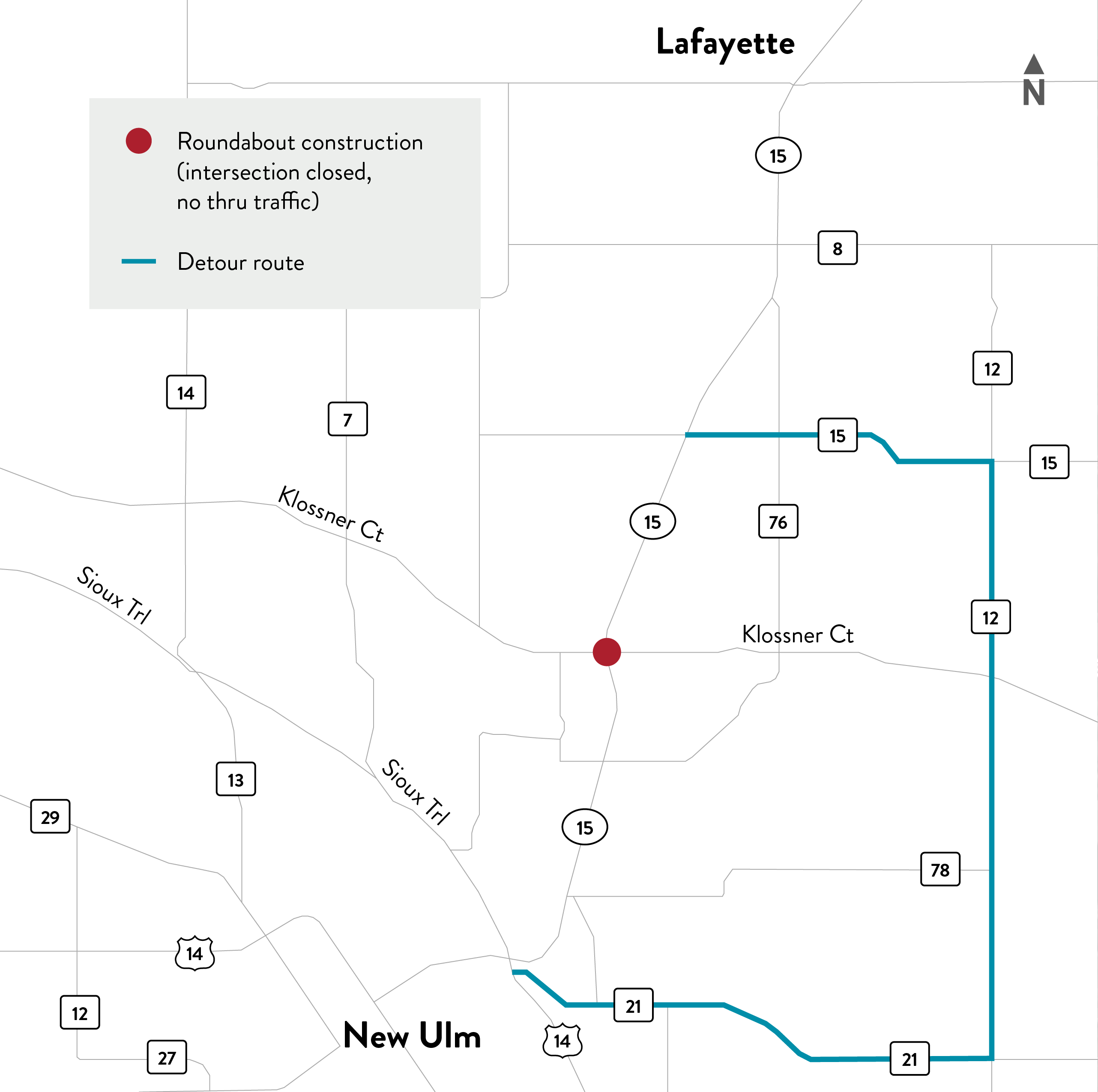 Highway 99 Le Center project location map