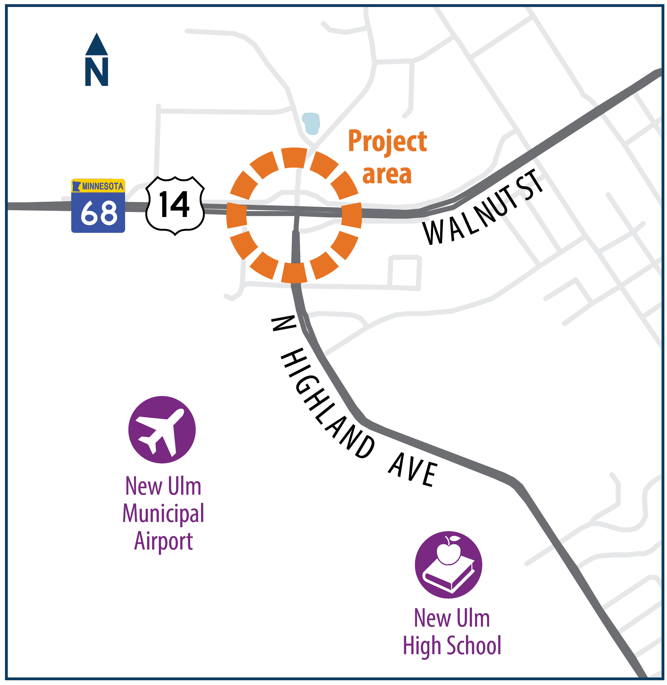 Highway 14/Highland Avenue Study area map