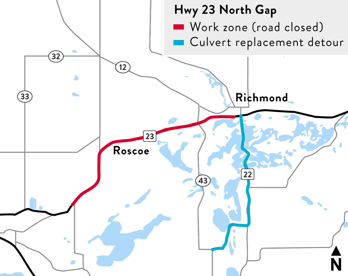 Highway 23 Mn Map Hwy 23 North Gap-Paynesville To Richmond