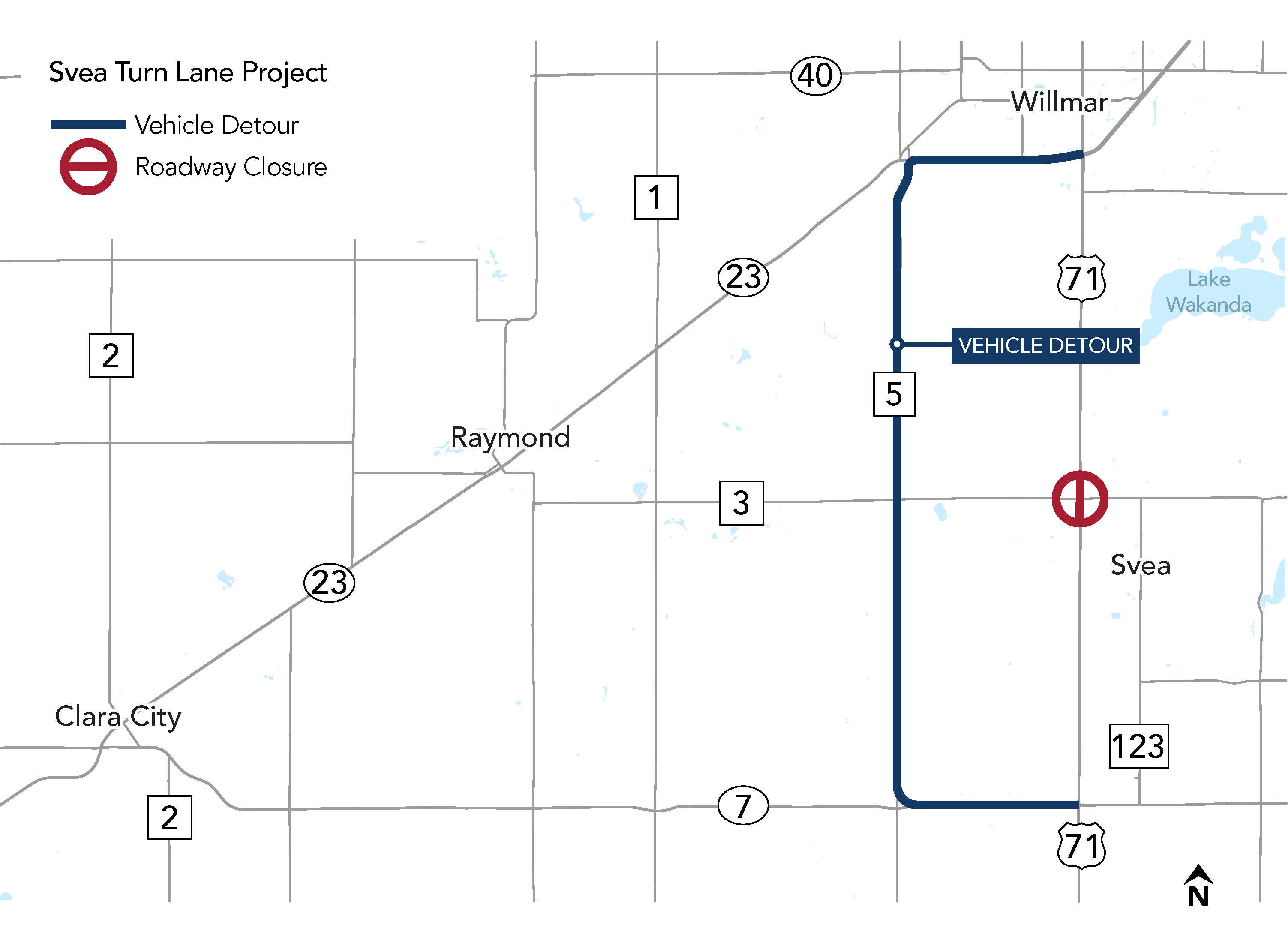 Map of Hwy 71 svea detour