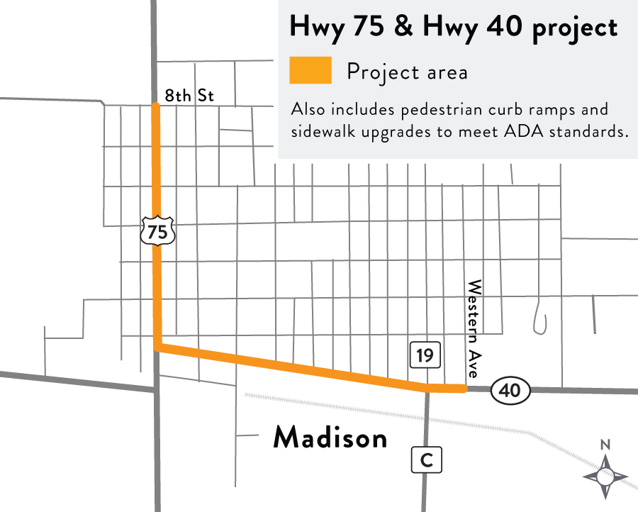 Highway 75 project map Map showing Hwy 75 project limits