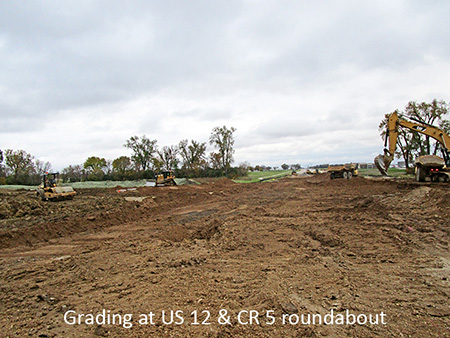 Grading at US 12 and County Road 5 roundabout