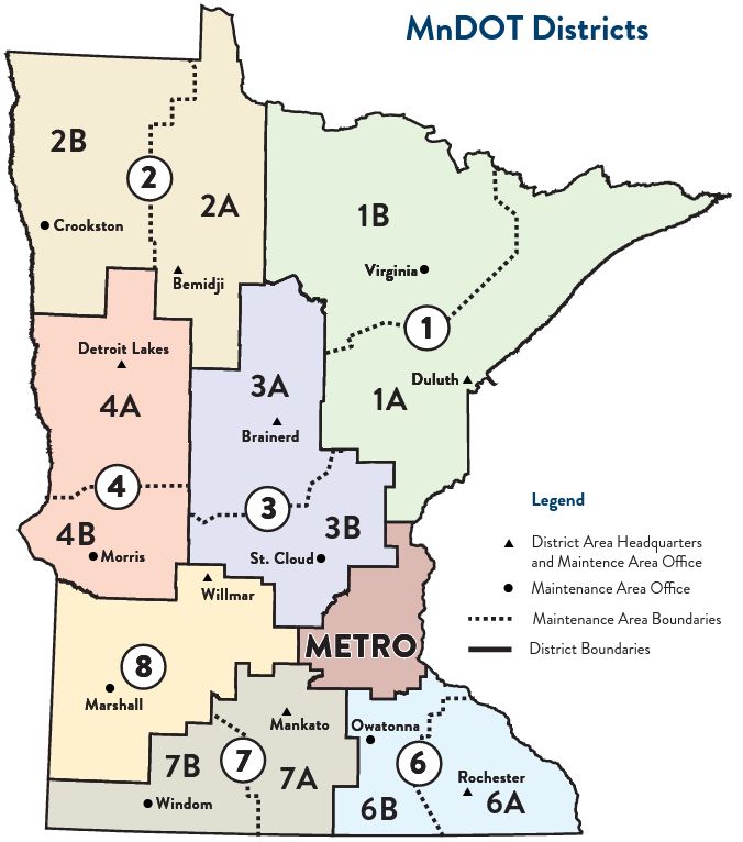 Map of MnDOT districts.
