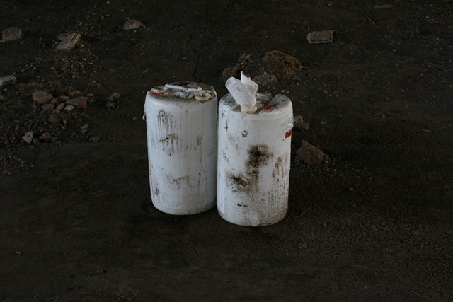 Abandoned containers on highway right of way