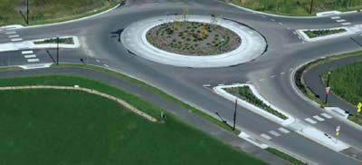 arial view of a roundabout