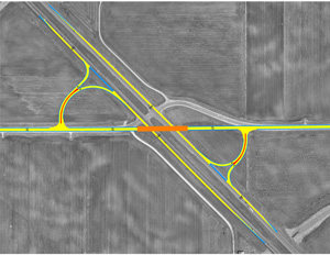 Quadrant interchange design