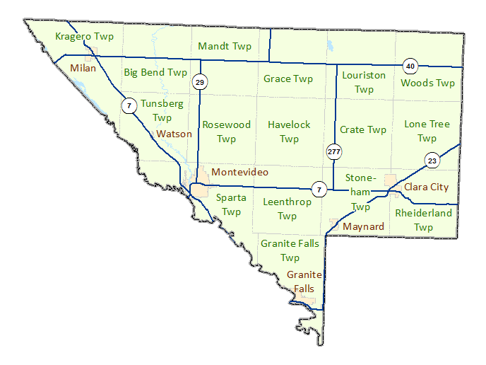 Chippewa County image map with links to city and township maps