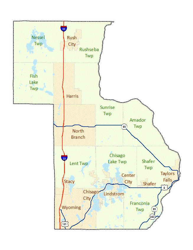 Chisago County Plat Map - Chisago County Maps Land Use Franconia Township, ...