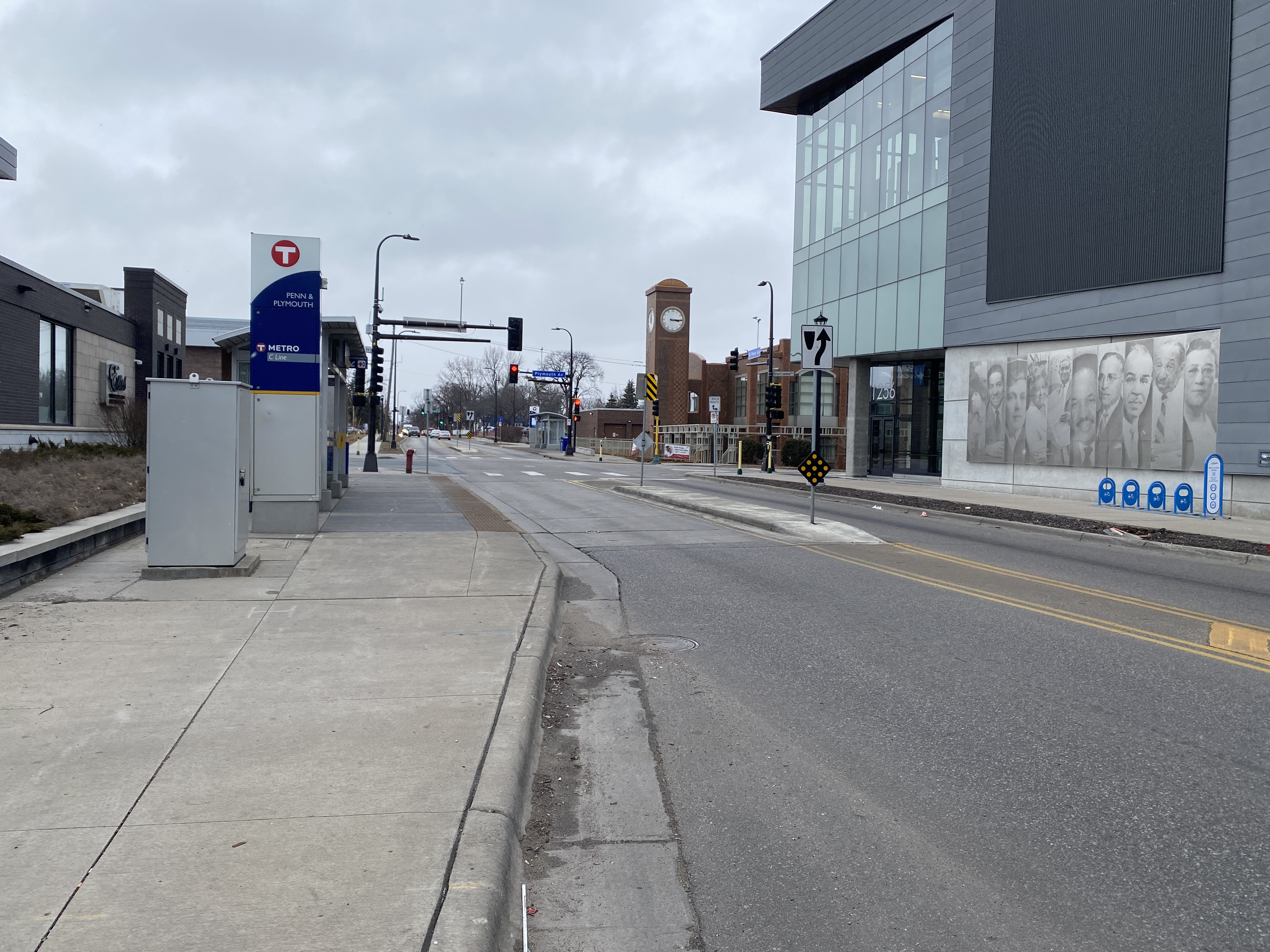 Example of medians at bus stops