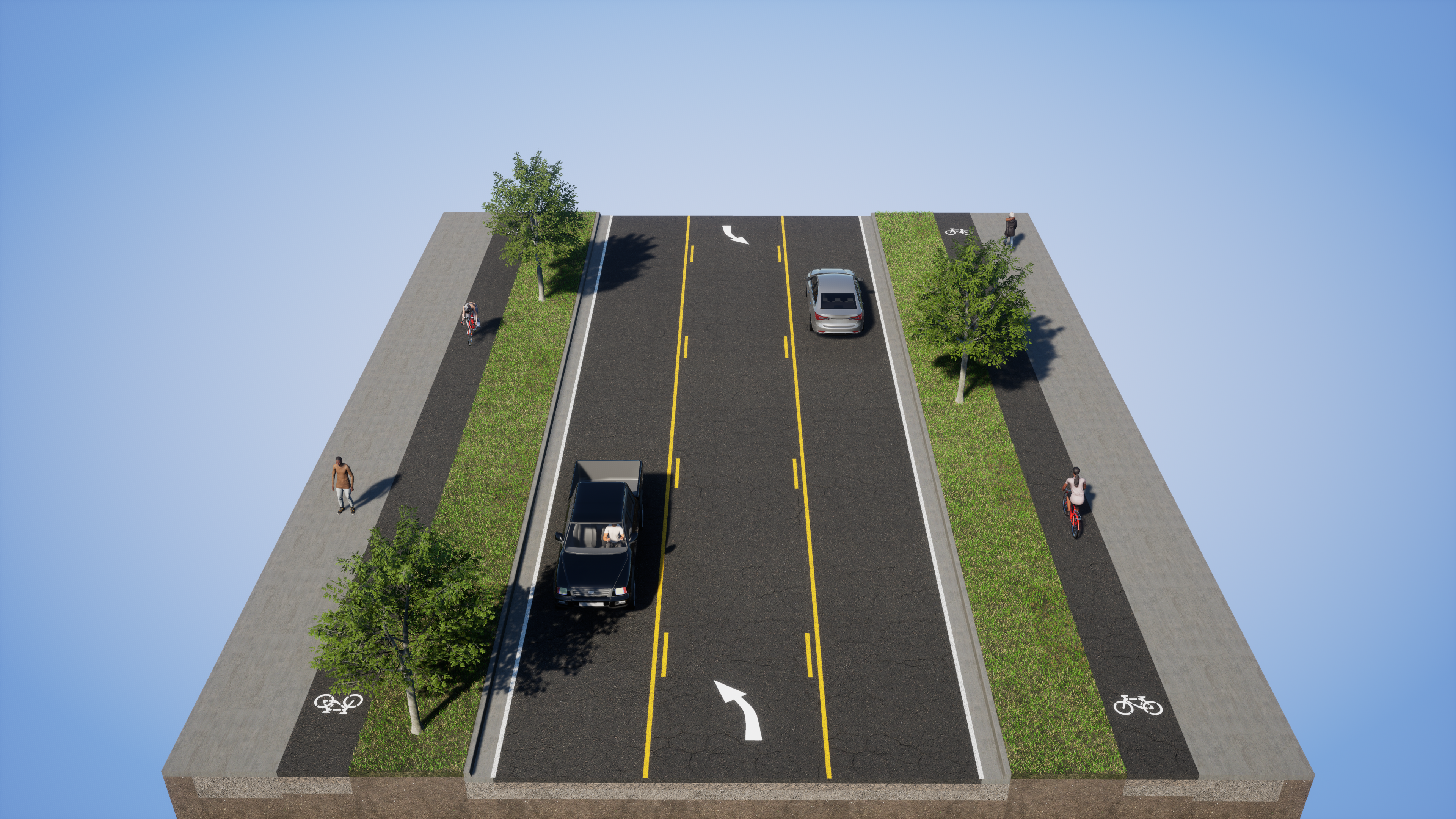 Example of one-way separated bike lane