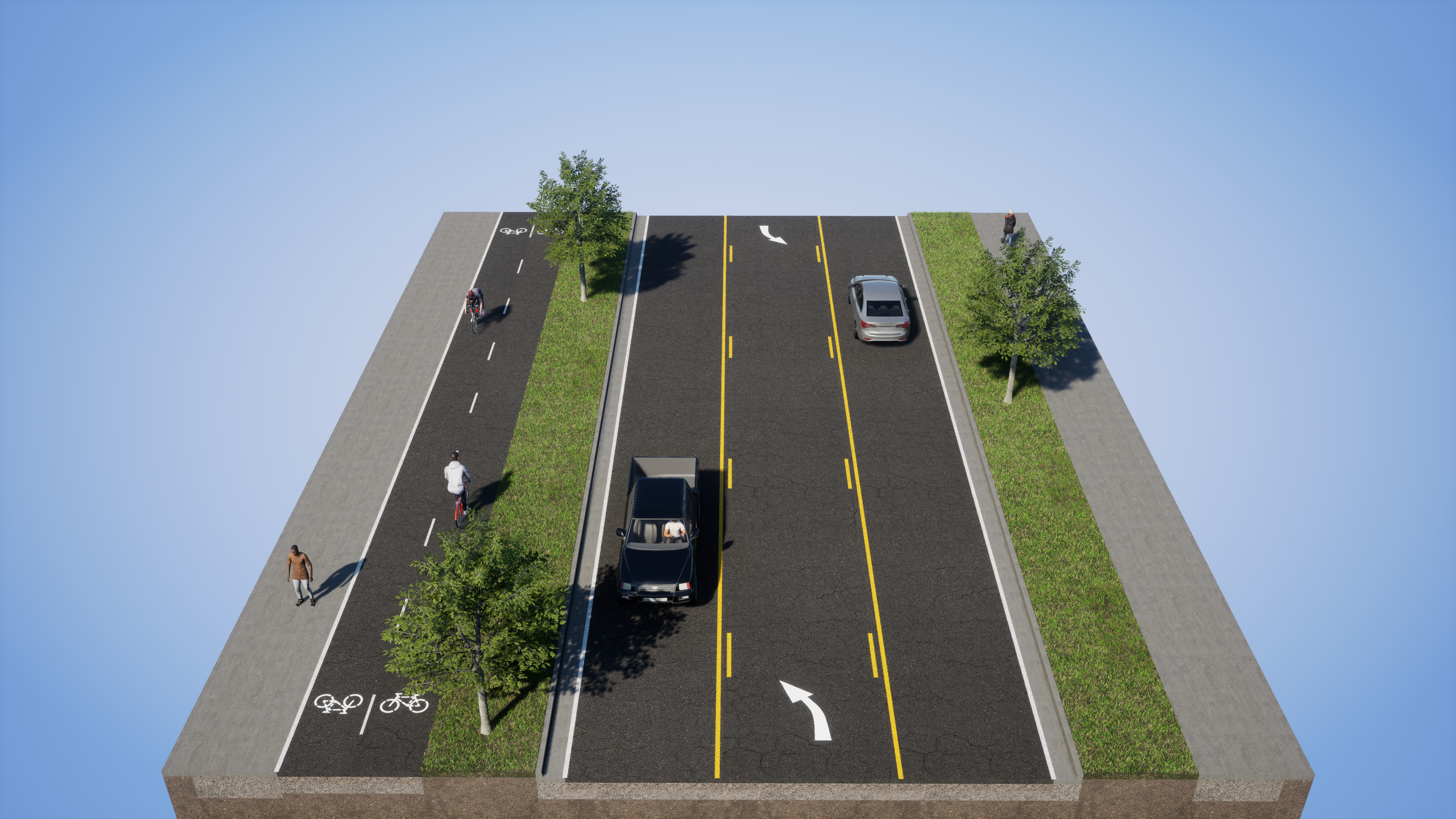Example of two-way separated bike lane