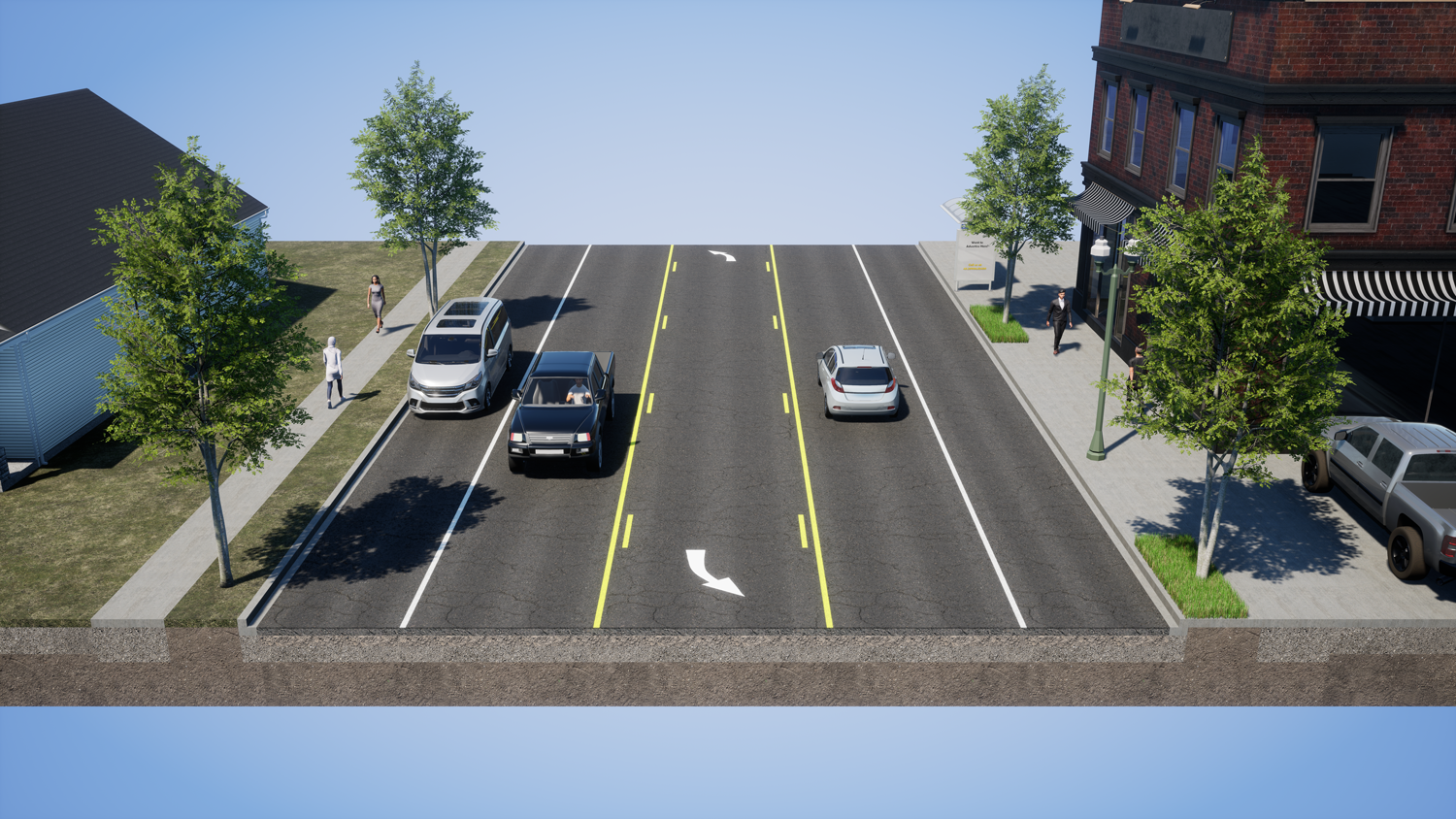 Example of three lanes