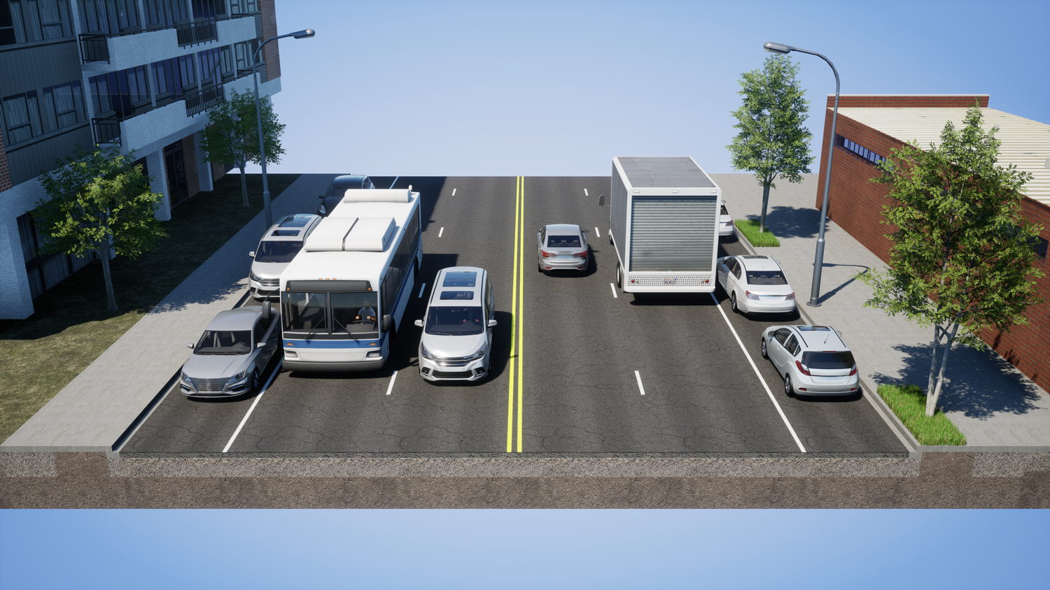 Example of four lanes