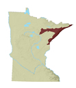 Location of Glacial Lake Superior Plain/North Shore Highlands/Nashwauk Uplands