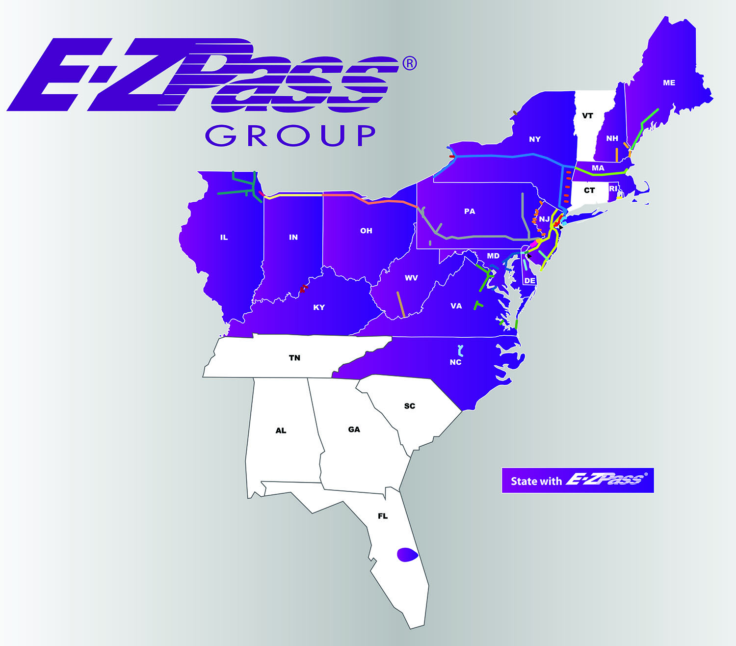 EZ Pass States Map