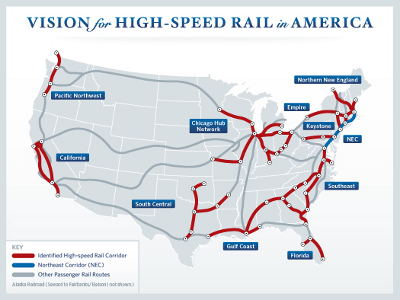 Vision for High-Speed Rail in America Map