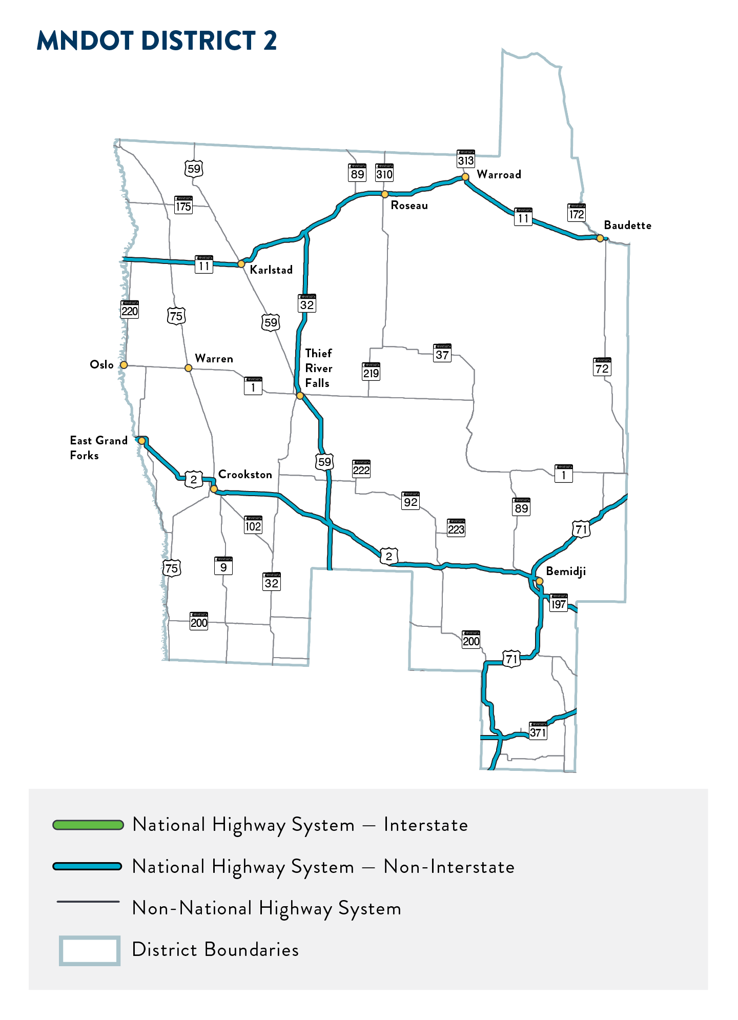 Map of MnDOT District 2