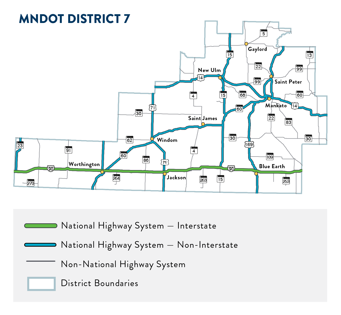 Map of MnDOT District 7