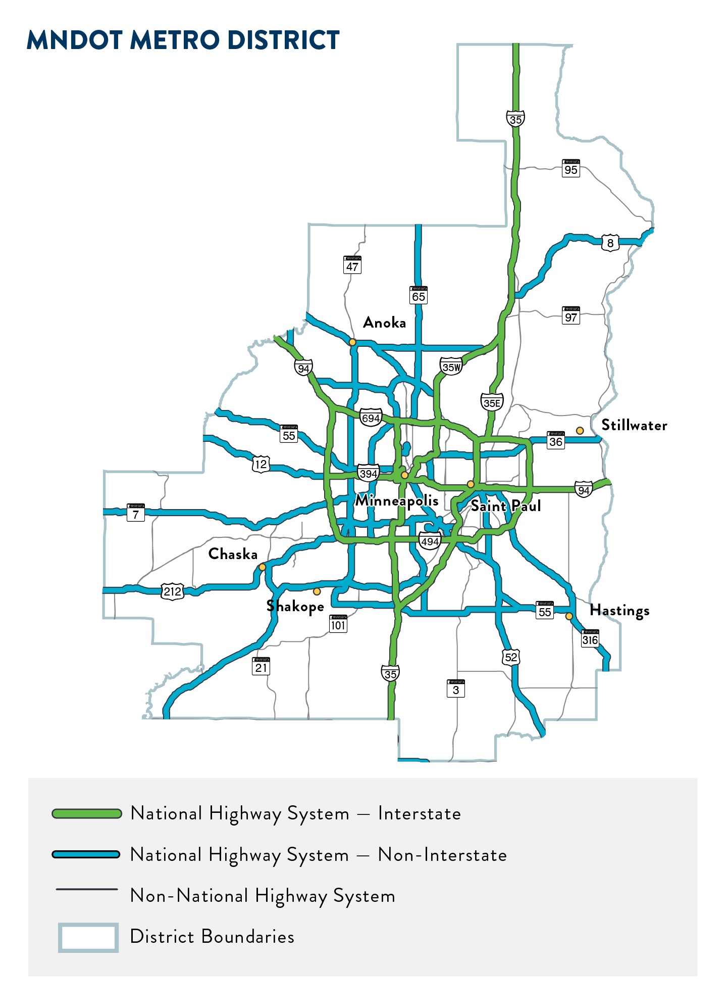 Map of MnDOT Metro District