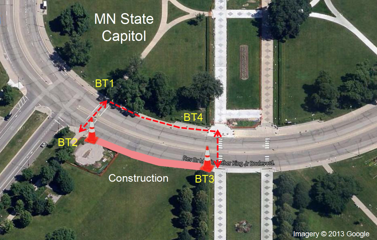 Development of a Navigation System Using Smartphone and Bluetooth Technologies to Help the Visually Impaired Navigate Work Zones Safely