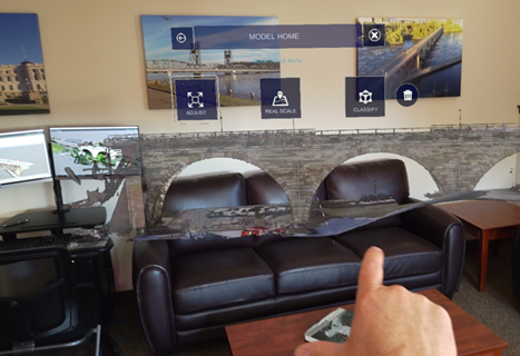 Hologram of Stone Arch Bridge in a mixed reality environment