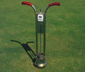 The Turf-Tec infiltrometer measures the infiltration rate of water into the soil. 