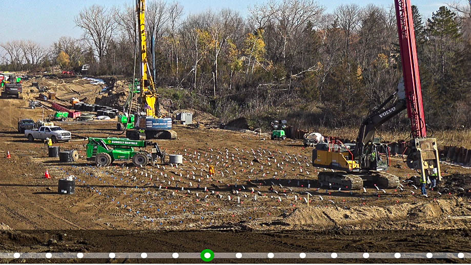 Photo of pile drivers inserting controlled modulus columns into the ground