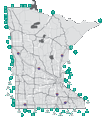 Small map of Minnesota Entry Sign Locations