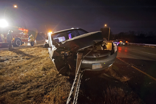 vehicle crash into cable median barrier