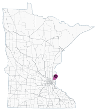 map of Minnesota with Stop sign warning systems