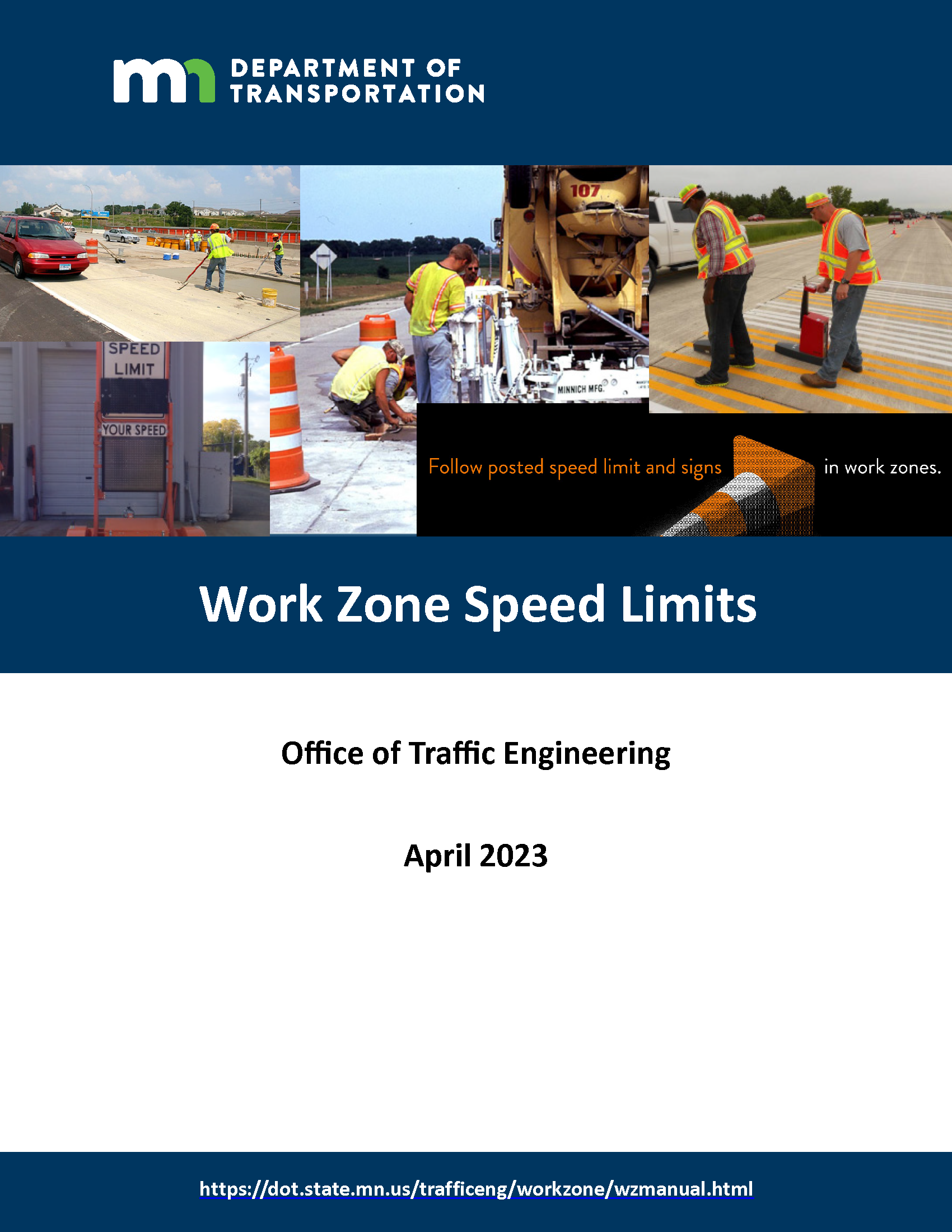 speed limits in work zones guidelines manual cover